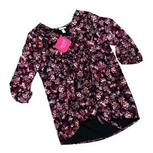 Isabel Maternity Floral Print 3/4 Sleeve Button Chiffon Blouse - Large - NWT